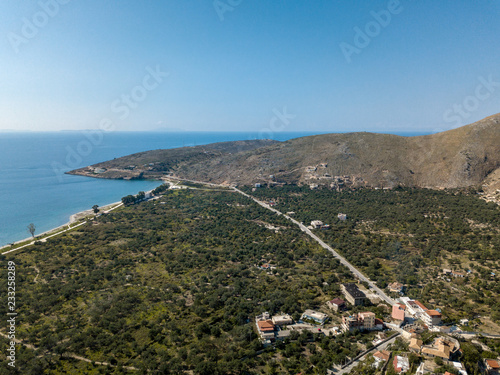 Drone photo of Qeparo in Albania (Albanian Riviera)