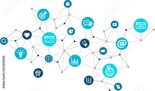 online marketing / social media marketing / SEO - vector illustration