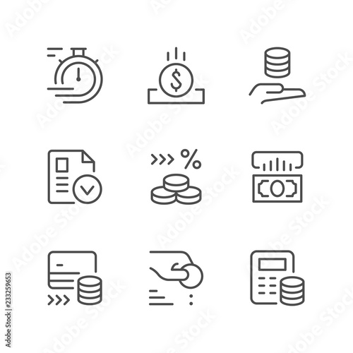 Set line icons of credit