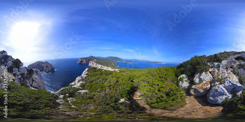 Fototapeta Naklejka Na Ścianę i Meble -  360 degrees view of a rocky shore in Capo Caccia