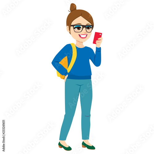 Happy hipster girl standing...