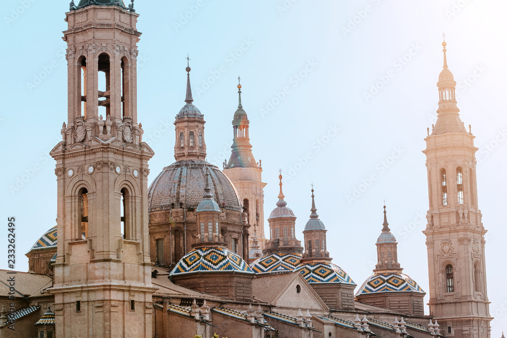 Main Landmark in Zaragoza - Cathedral Basilica of Pillar in Aragon region of Spain