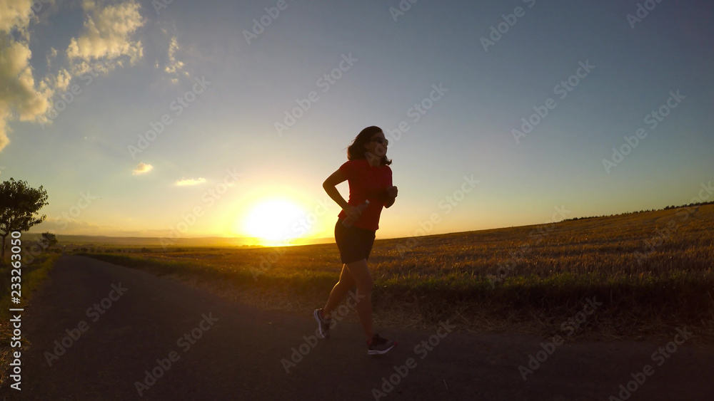 Running at sunset.