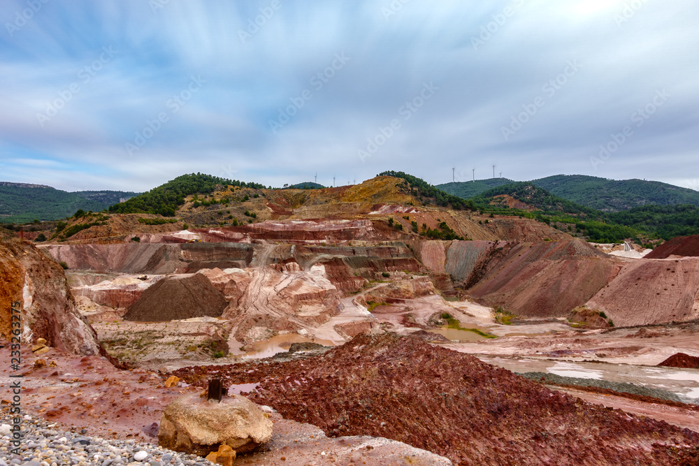 Fototapeta premium Kaolin strip mine ultra long exposure