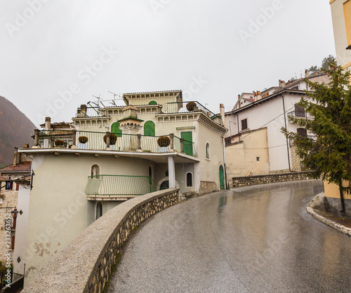 Take to the center of the village, Villetta Barrea, Abruzzo, Italy. October 13, 2017 photo