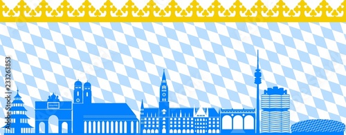 München skyline bayerisches Wappen // Vektor
