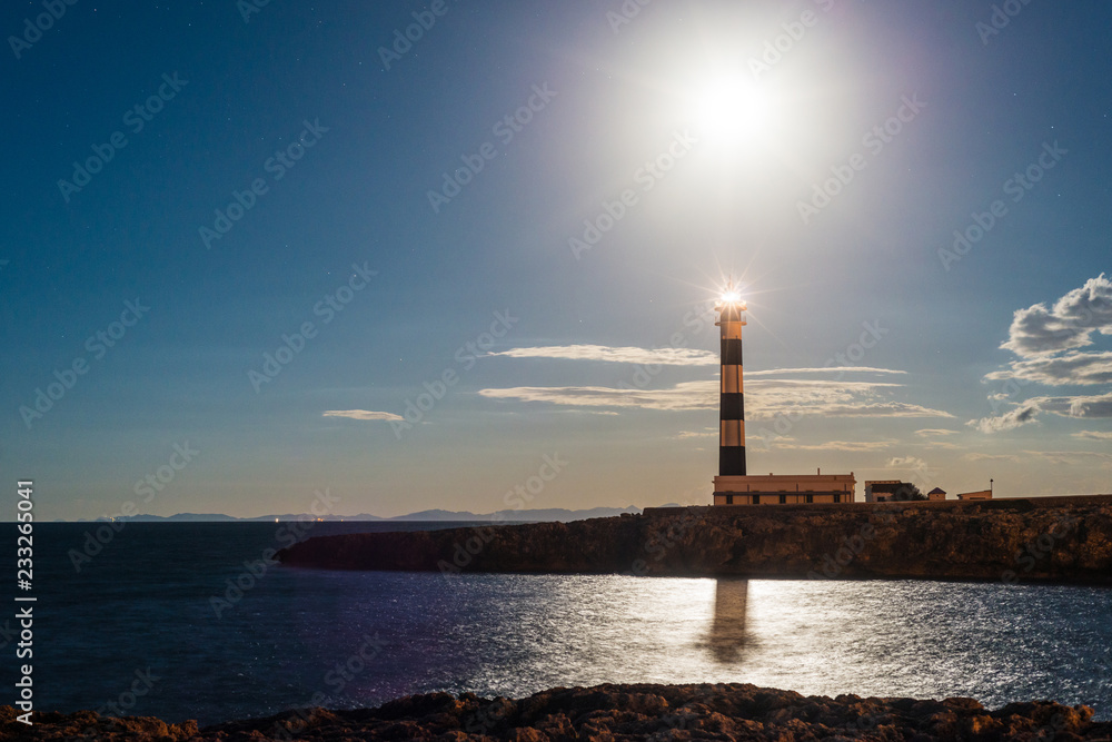 Fototapeta premium Artrutx Lighthouse in Minorca, Spain.