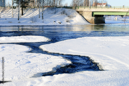 River water freezing on a cold winter day © ekim