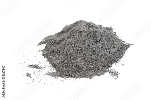 Ash pile isolated on white background, texture, Ash Wednesday concept
