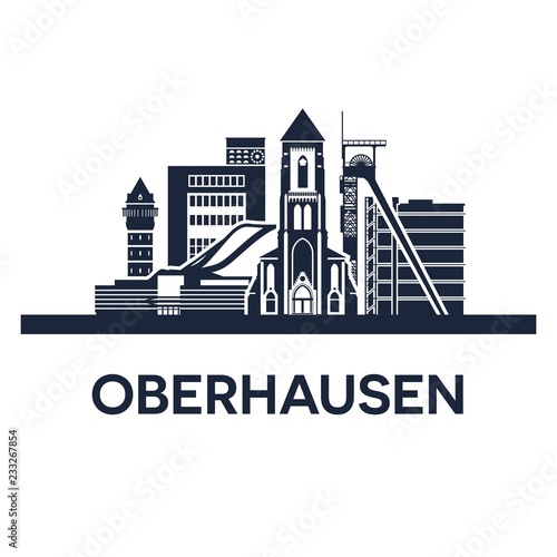 Oberhausen City Skyline. Germany, Ruhr Area. Solid color.