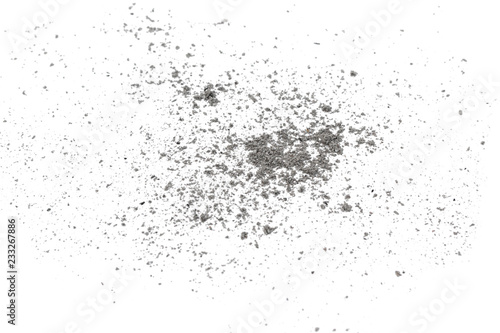 Ash pile isolated on white background, texture, Ash Wednesday concept