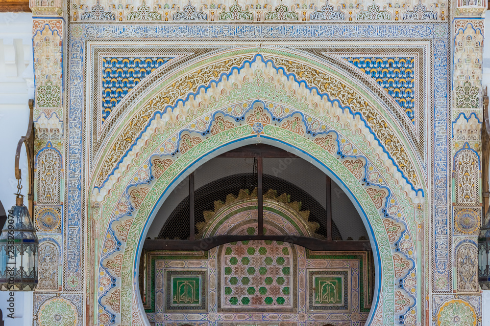 Arch of the mosque university of Fes medina, Morocco
