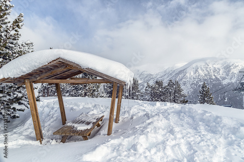 Wallpaper Mural Arbor in the mountains in the snow among the firs Torontodigital.ca