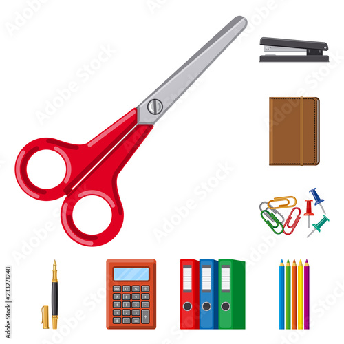Isolated object of office and supply symbol. Set of office and school stock symbol for web.