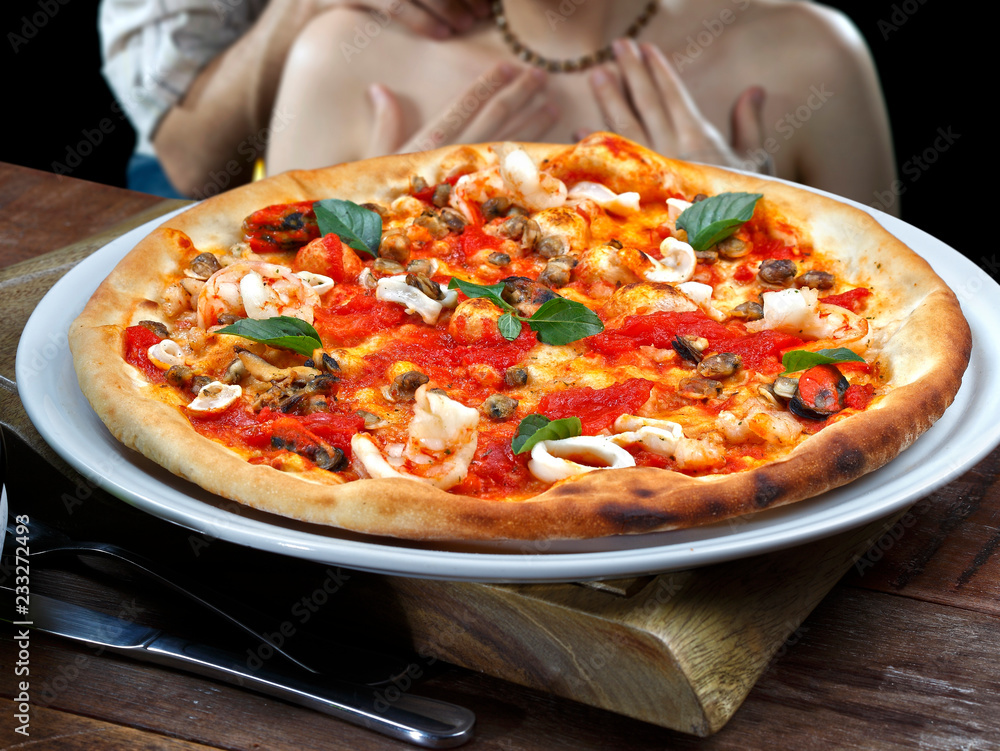 Delicious Seafood Pizza