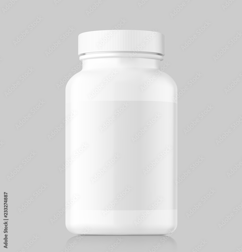 Mockup of plastic bottle on gray background. Can be used for medical, cosmetic. Vector illustration. EPS10. Mockup of plastic bottle on gray background. Can be used for medical, cosmetic. Vector illustration. EPS10.