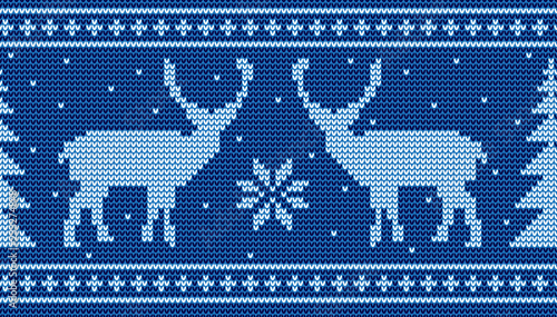Christmas seamless pattern background with deer and pine tree vector