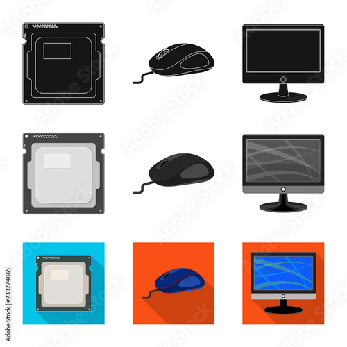 Isolated object of laptop and device sign. Collection of laptop and server vector icon for stock.