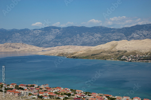 Aerial view of town Pag, Pag island, Croatia