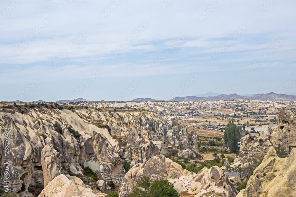 landscape of rocky valley in cappadocia