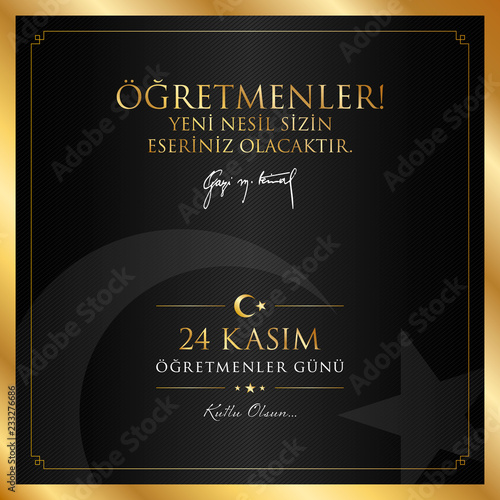 24 kasim ogretmenler gunu vector illustration. (24 November, Turkish Teachers Day celebration card.)