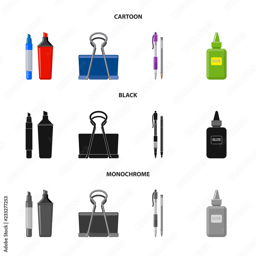 Vector illustration of office and supply icon. Collection of office and school stock vector illustration. Vector illustration of office and supply icon. Collection of office and school stock vector illustration.