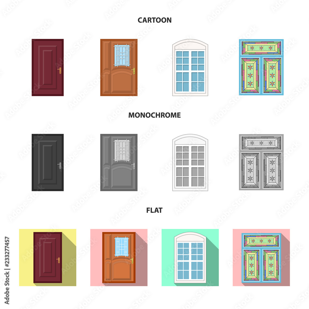 Vector design of door and front symbol. Collection of door and wooden stock vector illustration. Vector design of door and front symbol. Collection of door and wooden stock vector illustration.