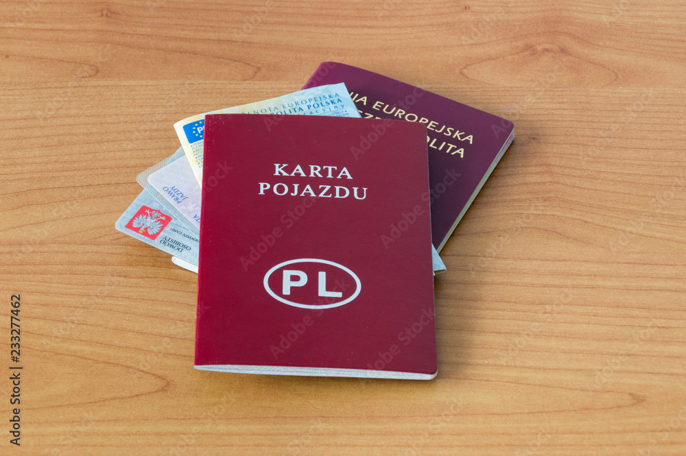 Polish documents passport, ID, driver licence, vehicle registration certificate and vehicle licence. Polish documents passport, ID, driver licence, vehicle registration certificate and vehicle licence.