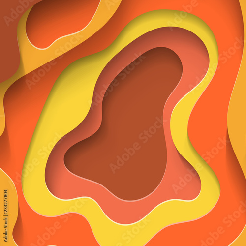 Colorful paper with cut shapes with shadow on background. Graphic concept for your design.