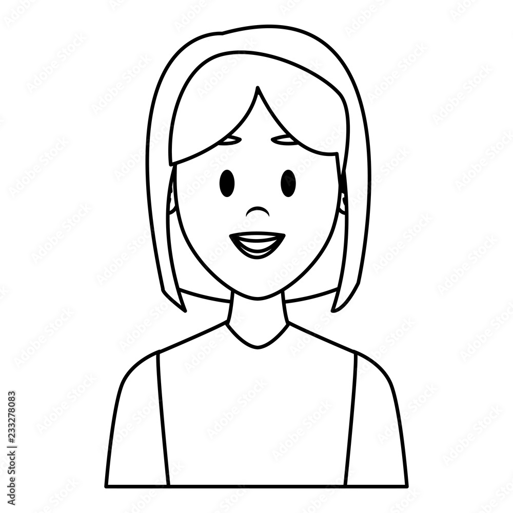 Woman profile cartoon in black and white Woman profile cartoon in black and white