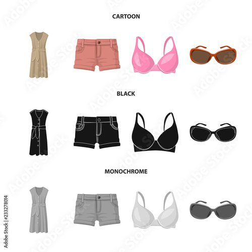 Isolated object of woman and clothing symbol. Collection of woman and wear stock symbol for web.