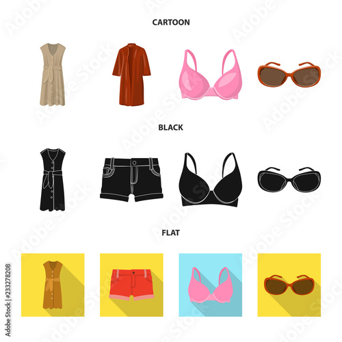 Vector design of woman and clothing icon. Set of woman and wear stock symbol for web.