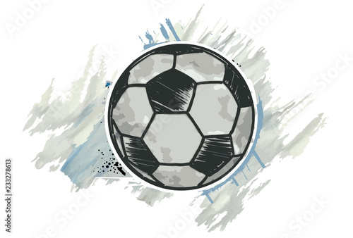 Football ball with a watercolor effect. Vector illustration.