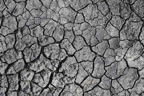 Close up of cracks in the dry desert sand
