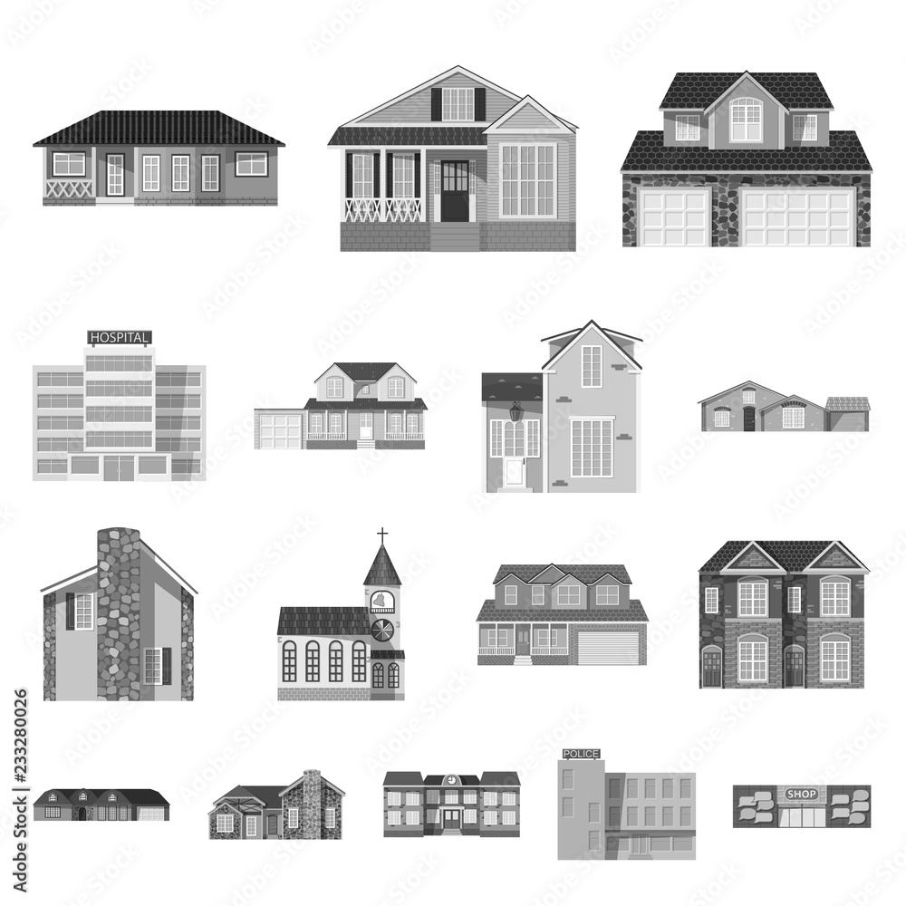 Vector design of building and front logo. Collection of building and roof stock vector illustration.