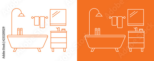 Vector icon compact modular bathroom