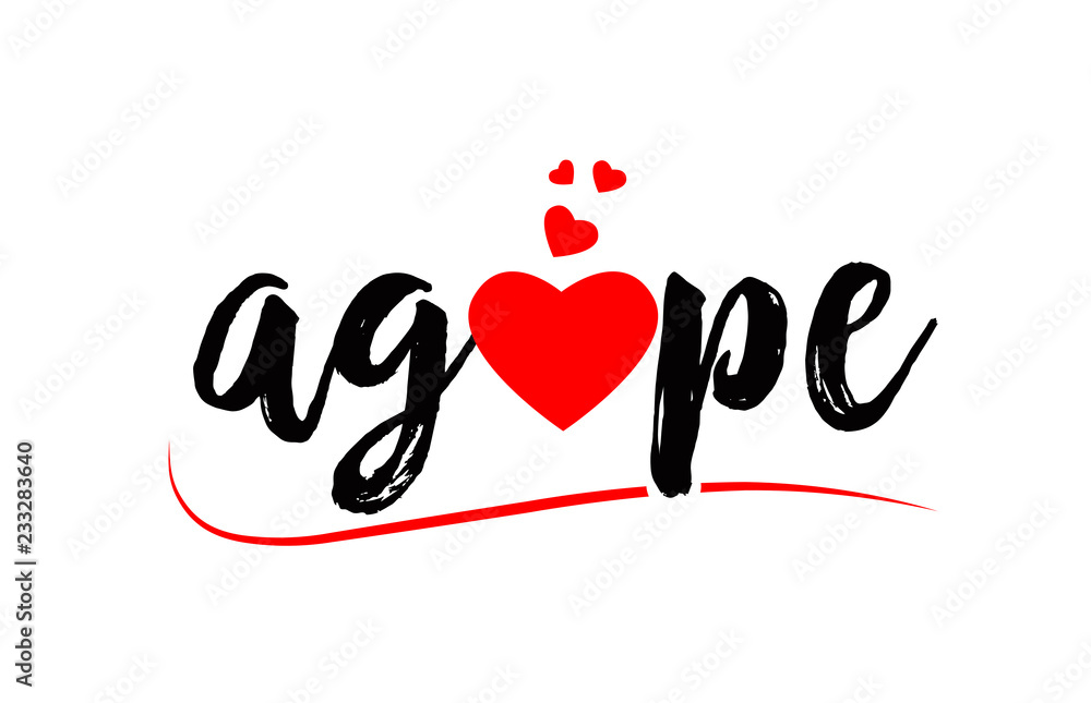 agape word text typography design logo icon with red love heart agape word text typography design logo icon with red love heart