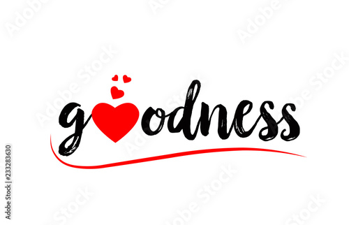 goodness word text typography design logo icon with red love heart