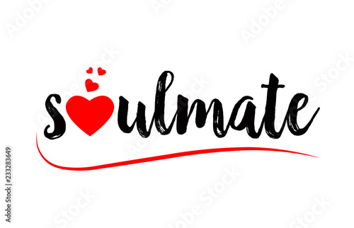 soulmate word text typography design logo icon with red love heart