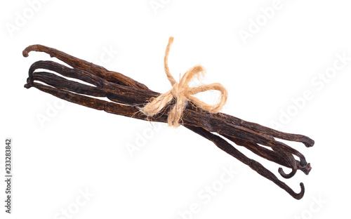 Vanilla pods. Isolated on white background. Full depth of field