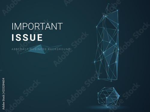 Abstract modern business background depicting an important issue with stars and lines in shape of an exclamation mark on blue background.