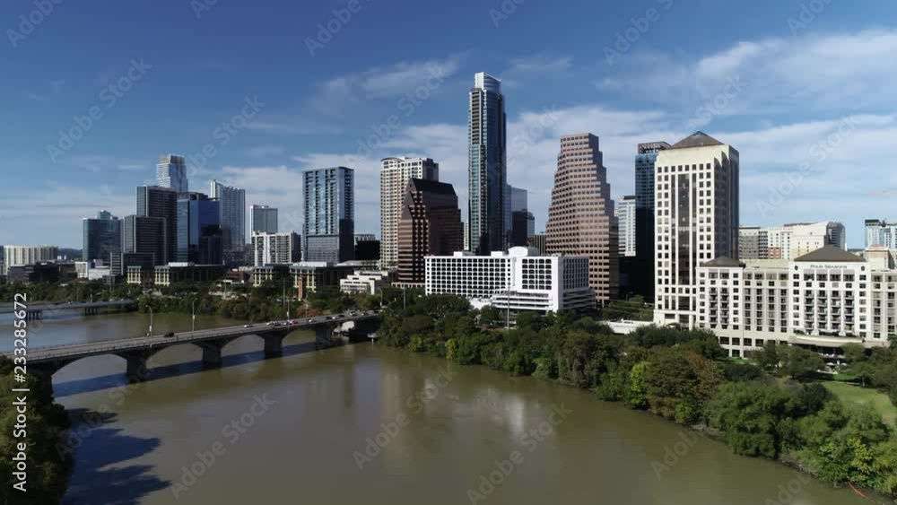 Aerial of Downtown Austin, Texas on a Sunny Day, 2018 Aerial of Downtown Austin, Texas on a Sunny Day, 2018