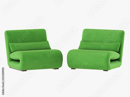 Soft two green chair fabric 3d rendering © jockermax3d