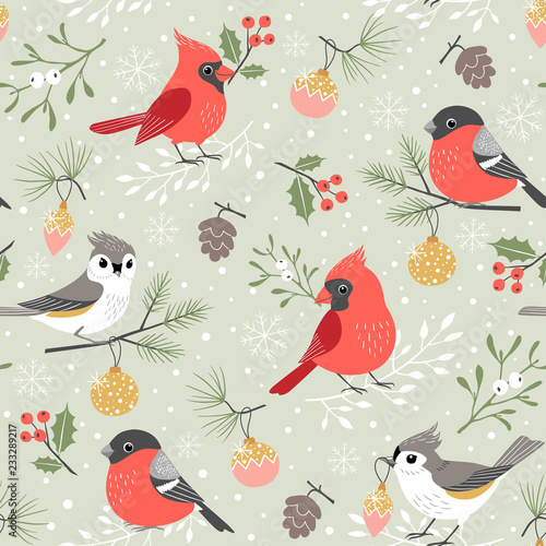 Cute Winter Bird Christmas Pattern