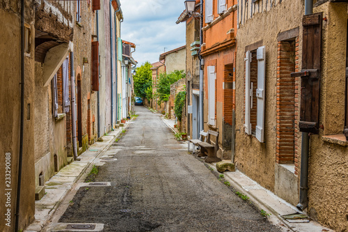 Typical street in the suburbs of the village of Saint Ybars. Pamiers Middi Pyrenees France