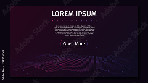 3d abstract digital technology background. Futuristic sci-fi user interface concept with gradient dots and lines. Business, big data, artificial intelligence, music hud. Blockchain and cryptocurrency