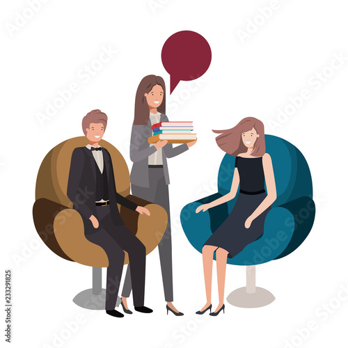 group of people business with speech bubble