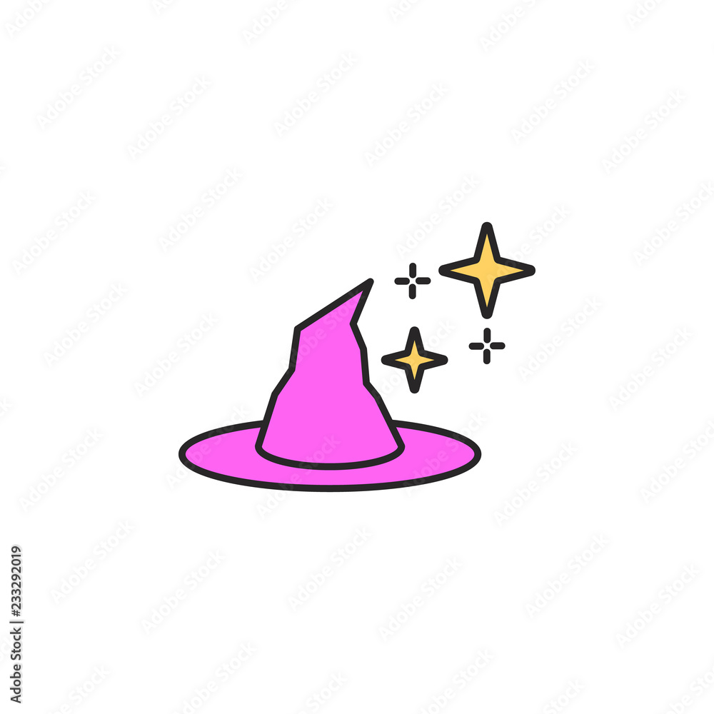 Fototapeta premium witch hat icon. Element of magic icon for mobile concept and web apps. Color witch hat icon can be used for web and mobile