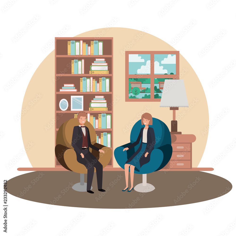 business couple sitting in livingroom business couple sitting in livingroom