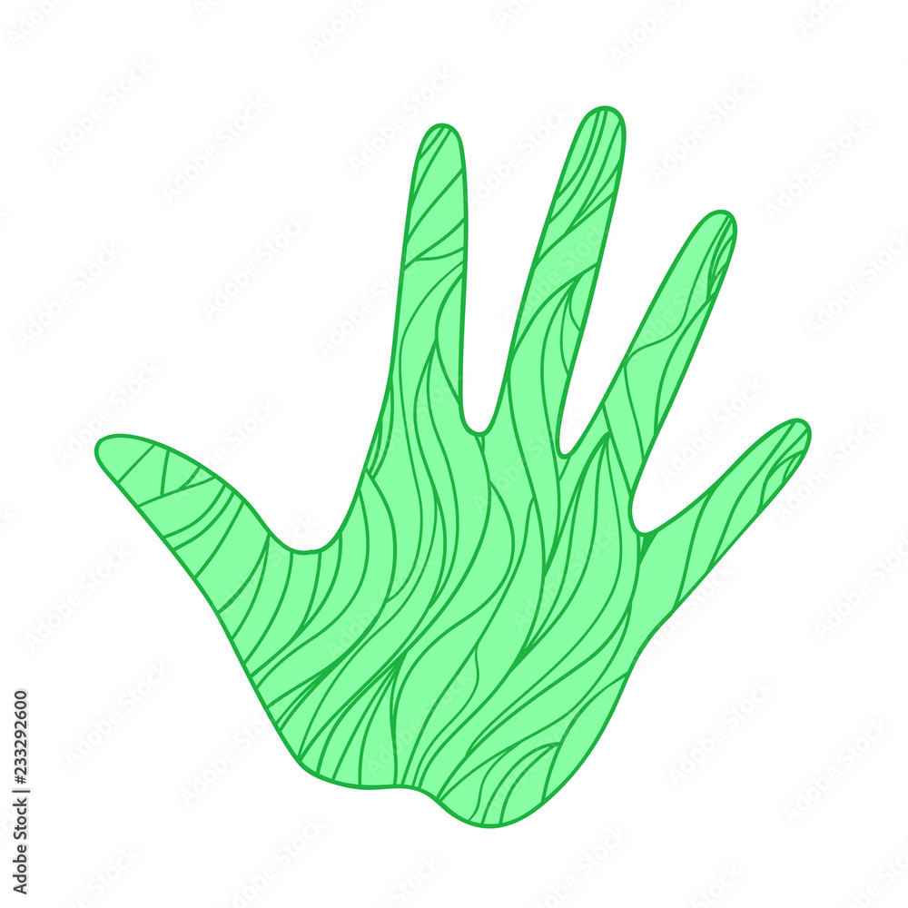 Hand with abstract patterns on isolation background. Design for spiritual relaxation for adults. Zen art. Doodle for banners, posters, t-shirts and textiles Hand with abstract patterns on isolation background. Design for spiritual relaxation for adults. Zen art. Doodle for banners, posters, t-shirts and textiles